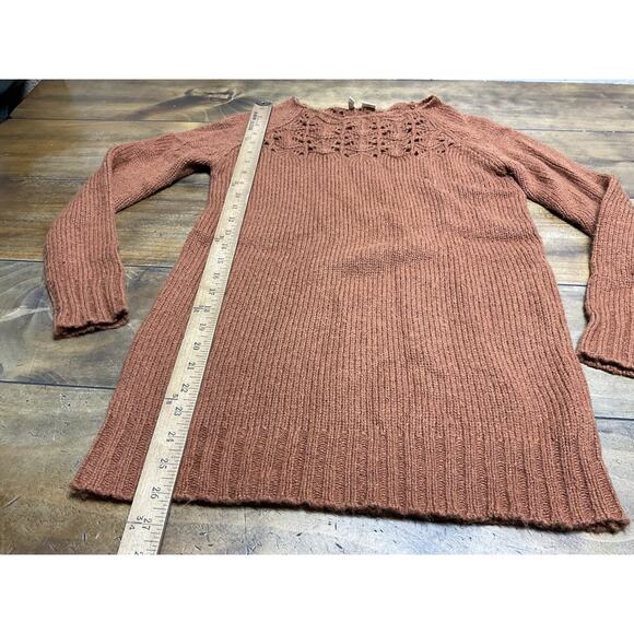 Anthropologie Moth Dashed Pointelle Sweater Pullover Orange Alpaca Blend XS - Picture 2 of 8